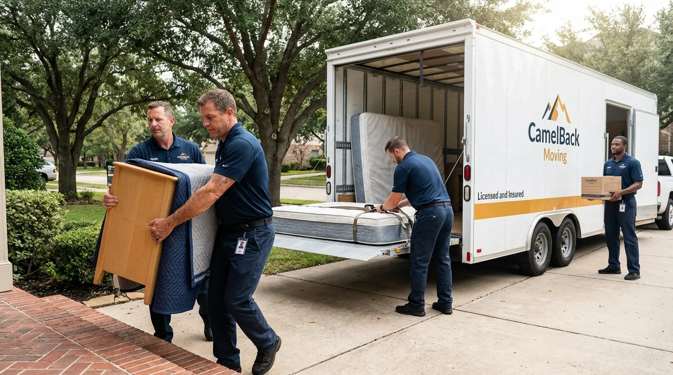 Crew loading residential truck for cross-state move from Plains, MT