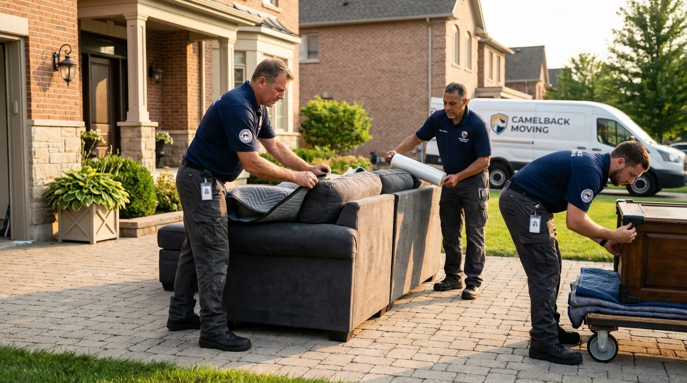 Large estate moving crew wrapping furniture in Plains, MT
